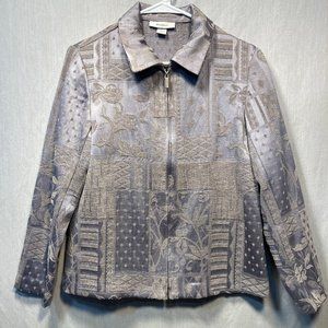 VINTAGE DRESSBARN BLAZER TEXTURED GRAY/ SILVER SIZE SMALL